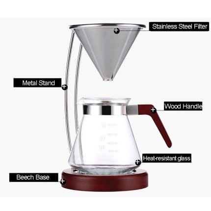 Portable V60 Coffee Dripper with Heat Resistant Jug/Hand Brew Set