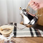 High Quality Court Style Stainless Steel Gooseneck Portable Coffee Pour Over Brewing Kettle for Coffee Tea Pot