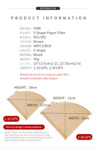 High Quality 2-4 cups Multi Sizes And Multiple Selection V Shape Heat Seal V60 Coffee Drip Filter Paper